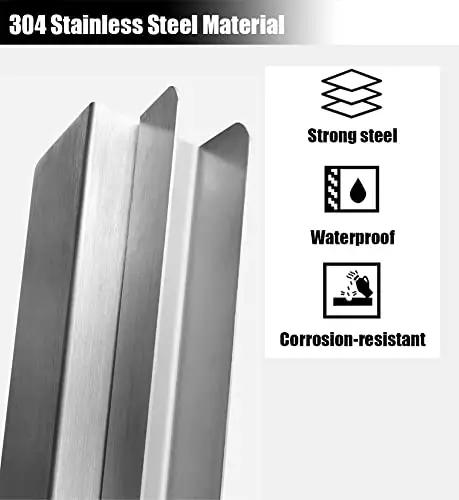 304 Stainless Steel Material highlighting qualities: strong steel, waterproof, and corrosion-resistant for the Stainless Steel 304 Railing Post Kit For Outdoor Decks And Stairs Featuring Adjustable Mounts And A Brushed Silver Finish Fit For 10 To 12 Mm Glass Panels Bringing Rock Solid Protection And Top Tier Modern Vibes.