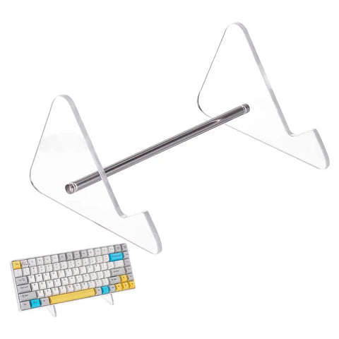 Clear Acrylic Keyboard Stand 1 Tier Desk Holder Space Saving Keyboard Tray shown with detached keyboard storage