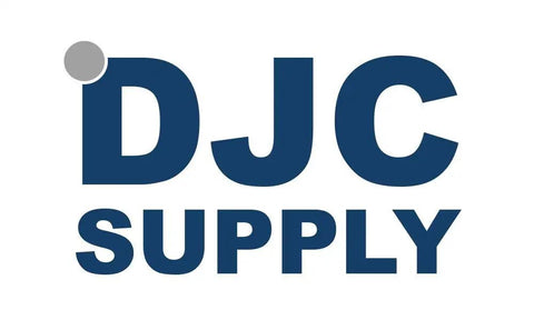 Logo of DJC Supply in bold blue letters with a grey dot above the 'D' on a white background