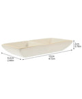Elite Gold Trimmed Ceramic Jewelry Tray Featuring Mr And Mrs Pattern Double Grid Layout For Wedding Bands And Lipstick Small Trinket Dish, side view with dimensions.