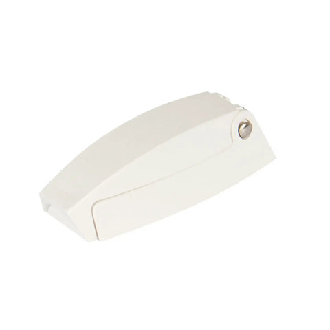 Heavy Duty ABS Square Baggage Door Catch With Spring Hinge ensures secure clamp for trailers and campers, white plastic design.