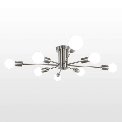 Brushed Nickel Sputnik Semi Flush Mount Ceiling Light Fixture With Eight Arms Gives Off A Sweet Layered Glow Perfect For Low Ceilings