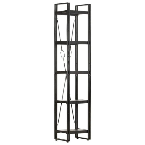 5 Tier Bookcase In Black With Solid Mango Wood Shelves And A Powder Coated Steel Frame Dope Industrial Style Open Design