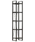 Industrial Style Five Tier Bookcase With Black Powder Coated Steel Frame And Solid Mango Wood Shelves Go To Storage For Books Magazines And Decor In Living Room Or Home Office 70.9 Inches Tall, side view