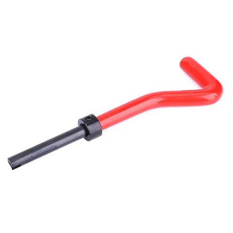 Red-handled wrench from 17 Piece Stainless Steel Thread Repair Kit With Drill Bit Twisted Drill Tap Wrench And M10x1 Threaded Inserts.