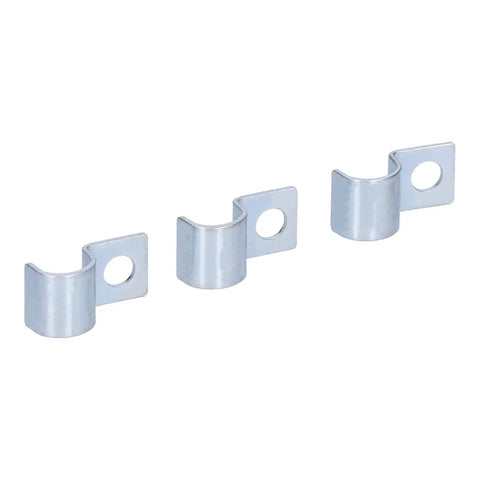 20 Pack Single Hole Pipe Clamps For 8mm Pipes Zinc Plated Stainless Steel Clips With Smooth Burr Free Inner Ring displayed in row