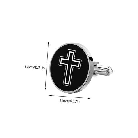 Black Cross Pattern Titanium Steel Cufflinks For Men, Sharp Dress Shirt Fasteners For Business, Wedding, And Party, Polished Button