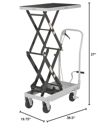 Strongway 2-Speed Hydraulic Rapid XT Lift Table Cart, 500-lb capacity, 50.75-in lift height, side view.