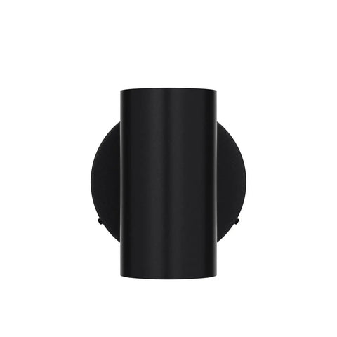 Front view of Outdoor Black Wall Sconce Light Up Down 7W LED Dimmable Exterior Wall Fixture IP65 Waterproof Aluminum Cylinder
