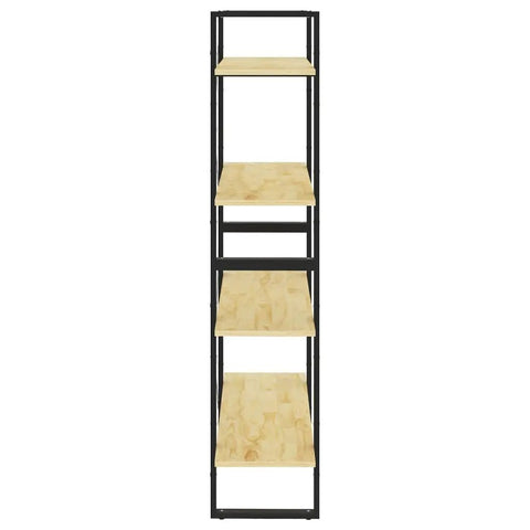 Front view of durable solid pine wood 4 tier book cabinet shelf with 31.5x11.8x55.1 inches of storage, four open shelves visible