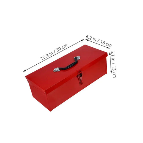 Tough As Nails Red Metal Toolbox Organizer With Secure Latch Closure And Rugged Portable Handle, 15.3x6.2x5.1 inches, ideal for tool storage.