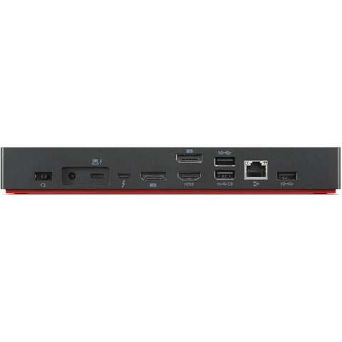 Thunderbolt 4 Workstation Dock Serving Up 230W Power And Seamless 4K Video Paired With Adjustable Monitor Stand Wireless Keyboard And Mouse For Serious Desk Flex And Smooth Daily Grind ports and connections view.