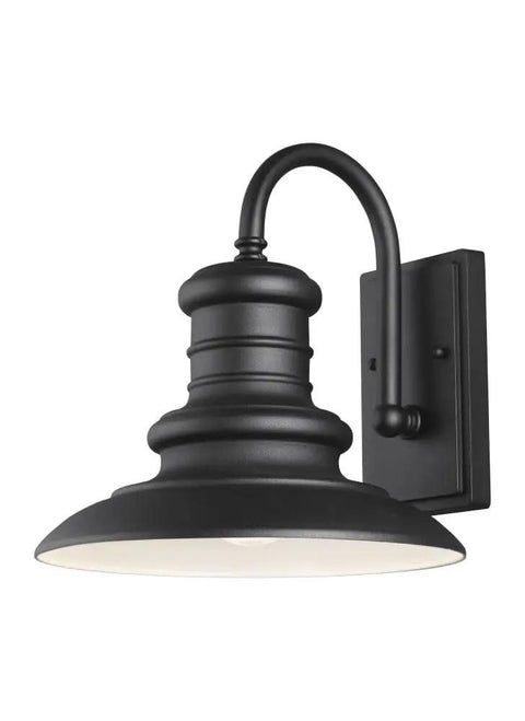 Redding Station Outdoor Wall Light In Aluminum For Wet Locations, 12 Inch Medium Lantern with textured black finish.