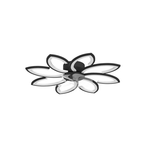 Modern LED ceiling light with floral design and black accents, suitable for living room and diverse interior styles.