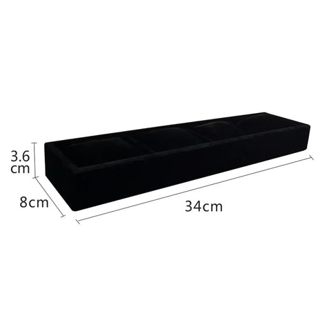 Black Velvet Watch Tray 2 Pack Four Grid Jewelry Organizer With Mini Pillows Bracelet Holder dimensions 34cm x 8cm x 3.6cm