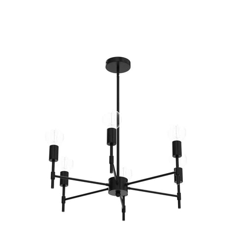 Six Light Sputnik Ceiling Fixture In Matte Black Industrial Farmhouse Vibe Modern Semi Flush Mount Pendant Light For Bedroom Kitchen Dining Living Room And Laundry With E26 Base hanging view