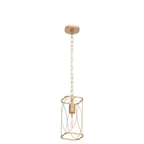 Gold Cage Pendant Light For Kitchen Island And Hallways, Modern Hanging Fixture For Dining Room Foyer And Bedroom, Vintage Metal Style