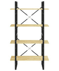 Four-Tier Book Cabinet With Solid Pine Wood Bookshelf And Metal Frame, Industrial Display Shelf For Living Room And Office, Split Design