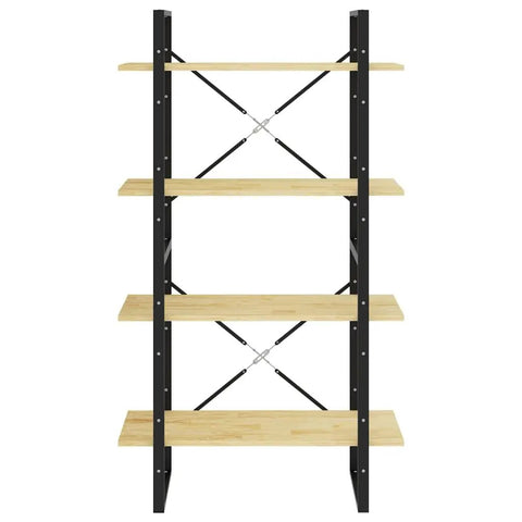 Durable Solid Pine Wood 4 Tier Book Cabinet Shelf With 31.5x11.8x55.1 Inches Of Storage, metal frame, industrial design