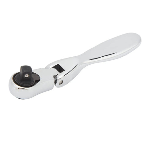 Dual Head 72 Tooth Ratchet Wrench With One Hand Quick Release Socket Driver For Effortless Auto Repair Work with chrome finish.