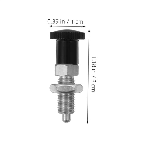 Heavy Duty Stainless Steel Indexing Plunger Pin Packs A Quick Reset Spring Knob with black knob and precise measurement.