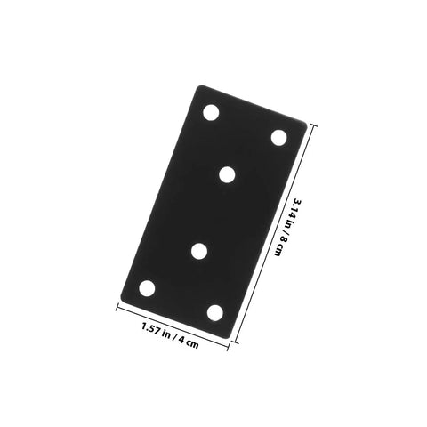 Heavy Duty Stainless Steel Straight Brace Bracket with black finish and pre-drilled holes, dimensions shown, for home repair and DIY projects.
