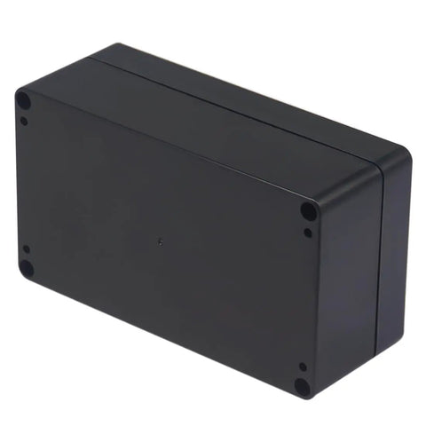Beefy Heavy Duty ABS Outdoor Electrical Box IP65 Waterproof Junction Box With Cable Glands, Weatherproof Power Enclosure For DIY Electronics Projects, 6.22 X 3.54 X 2.36 Inches, Black, angled view