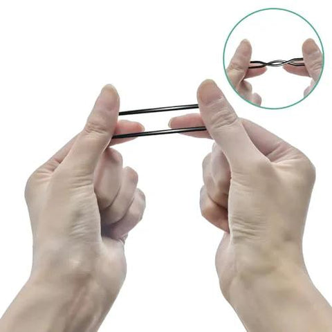 Hands demonstrating flexibility of SAE O Ring Kit 407 Pieces rubber O-rings for automotive repairs.