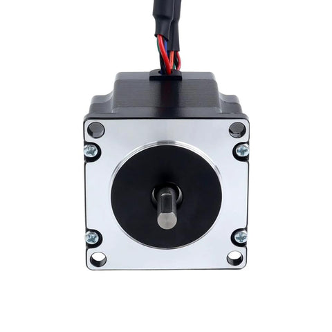 Front view of a compact closed loop stepper motor with encoder, precise motion control, and high torque for robotics and automation use.
