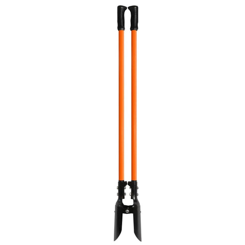 Heavy Duty Post Hole Digger With Fiberglass Handle And Carbon Steel Blades 58 Inch Reach Orange And Black Built Tough