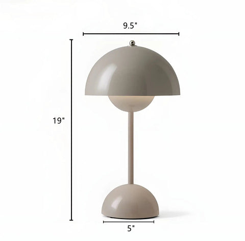 LED Table Lamp With Plug In Cord Minimalist Wrought Iron Hemisphere Desk Light For Bedroom Nordic Macaron Grey Dome Shade Nightstand Lamp