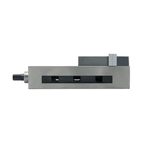 Heavy Duty One Piece CNC Vise And Milling Machine Fixture Providing Rock Solid Clamping Power For Precision Turning And Badass Custom Fabrication Jobs With Angle Lock side view of durable steel construction.