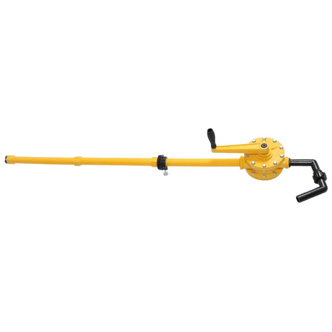 Thonlai Heavy Duty Manual Drum Hand Pump For 5 To 55 Gallon Barrels, yellow design with handle, portable oil transfer pump.