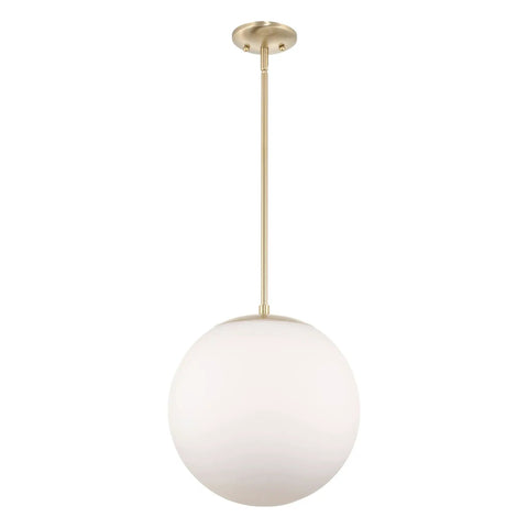 Ceres 14-Inch Mid Century Modern Globe Pendant Light With Frosted Glass Orb Warm Brass Finish for Kitchen Island or Living Room Decor