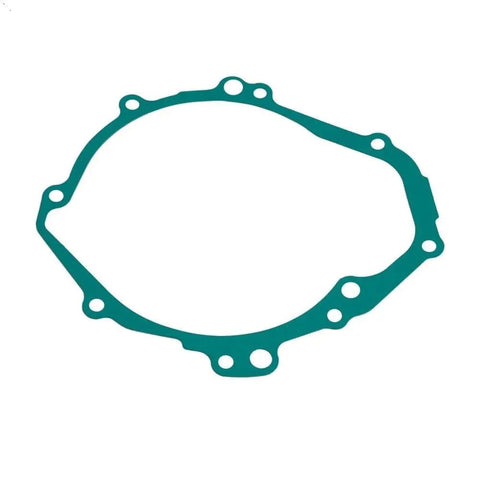 Thinking Process: green marine engine gasket ring with bolt holes, flat top view