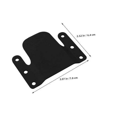 Heavy Duty 4 Piece Iron Sectional Sofa Connectors, No Sweat Install Couch Joint Brackets, durable black iron bracket viewed from above with dimensions.