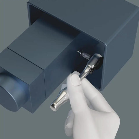 Pro Grade Durable One Quarter Inch Square Drive Bit Ratchet With Sixty Teeth, Drop-Forged Steel Build in use on machinery
