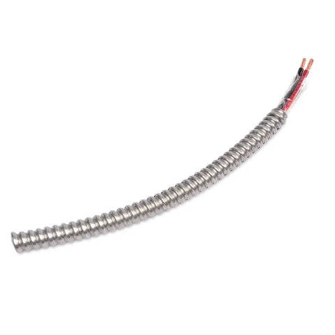 Six Three Metal Clad MC Cable With Ground Aluminum Armor Stranded Copper Conductors 25 Ft Cut Heavy Duty Industrial Grade Wiring
