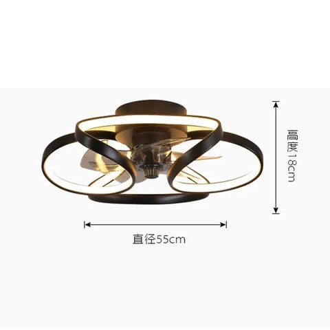 Swanky Smart Ceiling Fan Light Featuring Invisible Blades And Wireless App Control For A Chill Home Vibe Includes Dual Remote Dimmable Led Bulbs And Super Quiet Operation, 18cm height, 55cm width.
