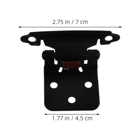 Spring Loaded RV Cabinet Door Hinges That Self Close and Stay Shut Heavy Duty Steel Half Overlay shown with dimensions.