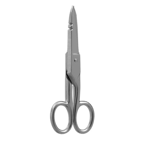 Workhorse Pro Grade Stainless Steel Electrician Scissors 5.25 Inch With Free Fall Handle Snips Non Slip Serrated Blade