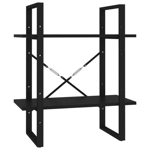 5-Tier Black Bookcase With Engineered Wood And Metal Frame Industrial Modern Tall Shelf, space-saving base detail, no shelves