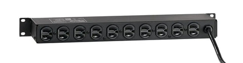 Horizontal Rack Mount Surge Protector Power Distribution Unit With 12 Outlets 15A On Off Switch NEMA 5-15P Straight Blade Plug 5500-190