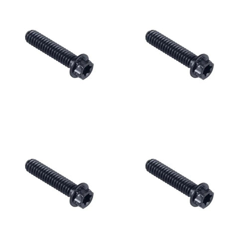 Black Titanium Handlebar Clamp Bolts And Brake Clutch Perch Screws Lightweight Heavy Duty Fasteners For Harley Touring Softail Dyna Motorcycle Hog Rig Build, set of four.