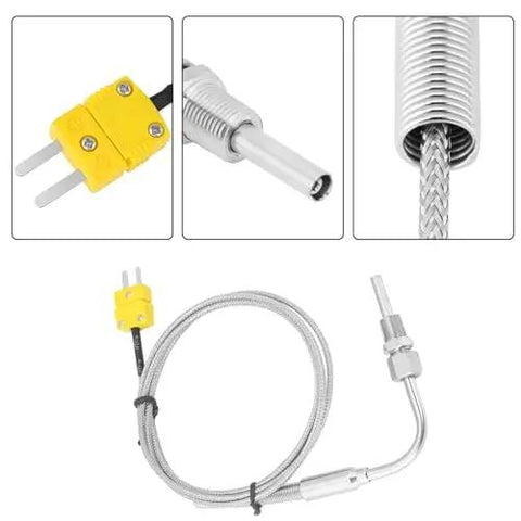 K Type Thermocouple Temperature Probe Sensor For Exhaust Gas Temperature EGT, 1 8th Inch PT With Exposed Tip And Connector