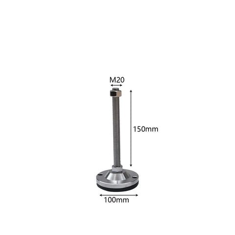 Four Piece Heavy Duty Adjustable Leveling Feet For Industrial Equipment Built Tough With Durable Stainless Steel Swivel Levelers Easy Install For Machines Tables Shelves Benches And More In Homes Offices Workshops And Restaurants. M20 150mm stainless steel leveling foot, 100mm base