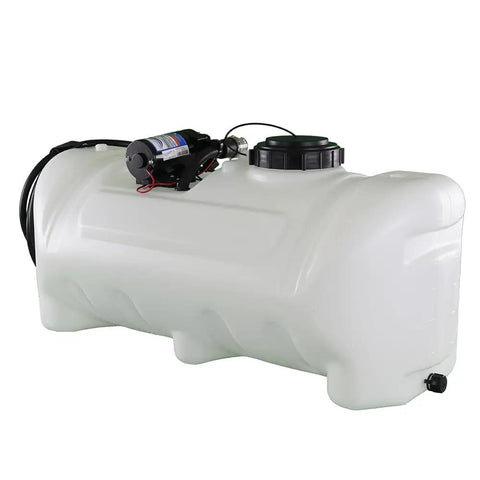 25-Gallon Deluxe UTV And ATV Spot Sprayer With 2.2 GPM Pump, side view with tank and hose attachment visible