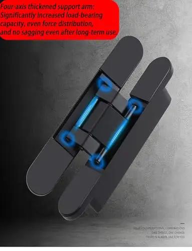 Heavy Duty Silent Pivot Hinge With Soft Close Concealed Hardware For Wood And Folding Doors In Silver from a side angle showing support design.