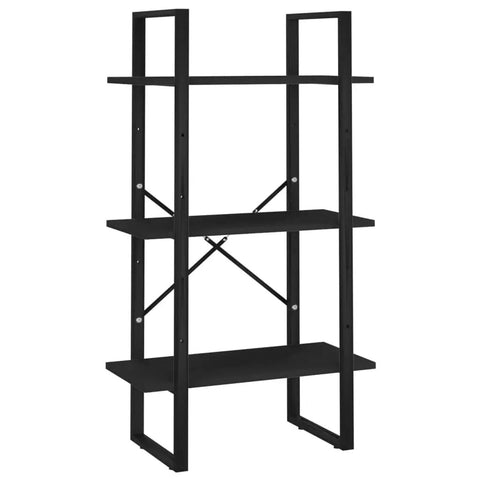 Five Tier Black Book Cabinet with Sturdy Metal Frame and Engineered Wood Shelves for Books, Modern Industrial Style