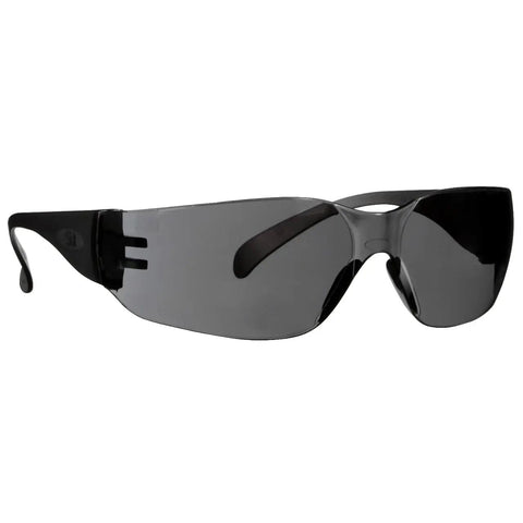 Heavy Duty Outdoor Safety Eyewear Four Pack With Scratch Resistant Gray Lenses And Sleek Black Frames Lightweight Impact Protected Glasses angled view